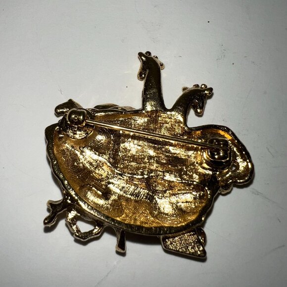 Set Of 2 Vintage Gold-Tone Animal Brooches & Tree Pendant With Green Accents - Picture 3 of 7